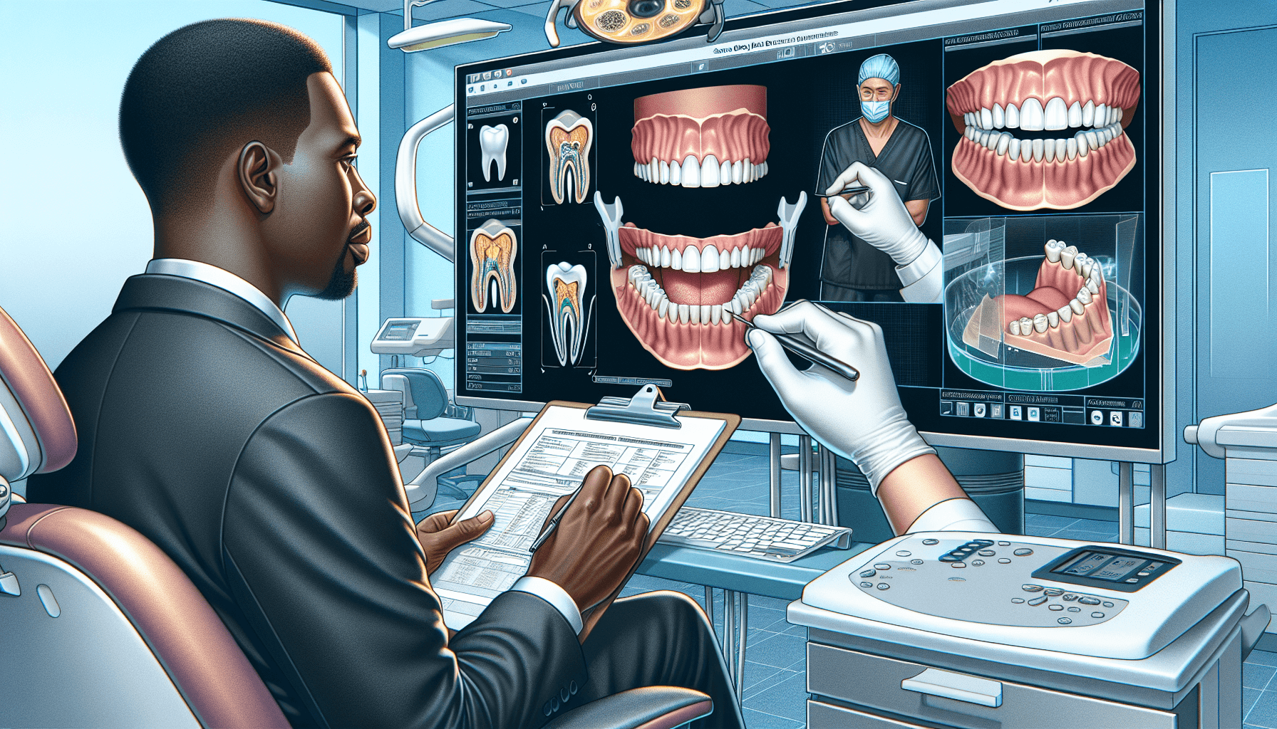 Illustration of initial assessment and planning for same day dental implants