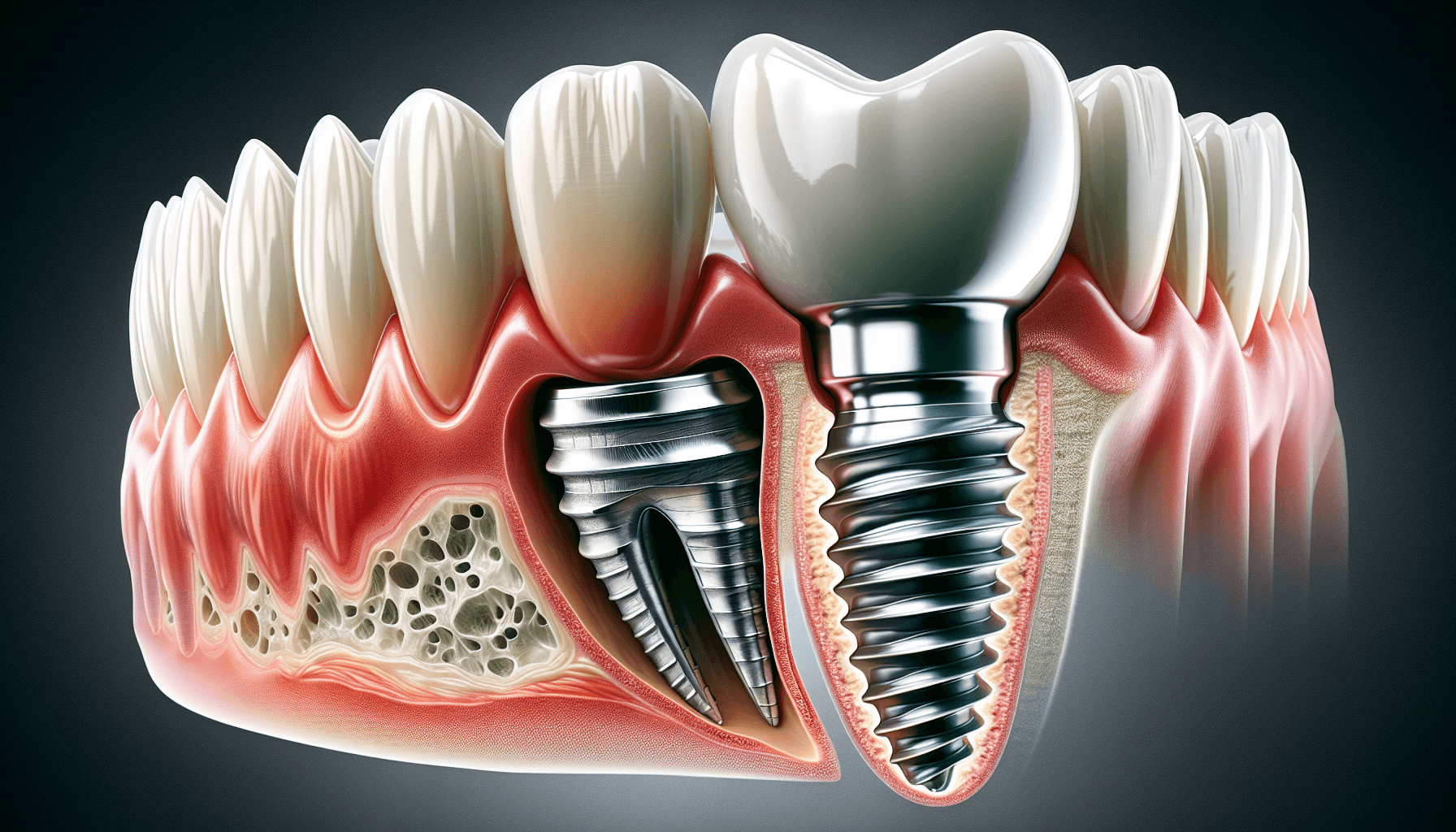 Illustration of the resemblance of dental implants to natural teeth