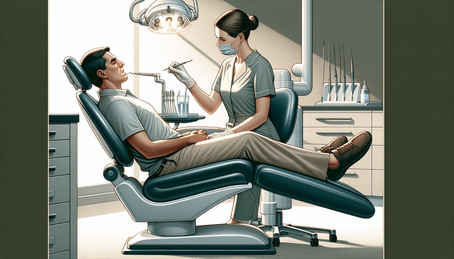 Illustration of a dental procedure being enhanced by oral sedation