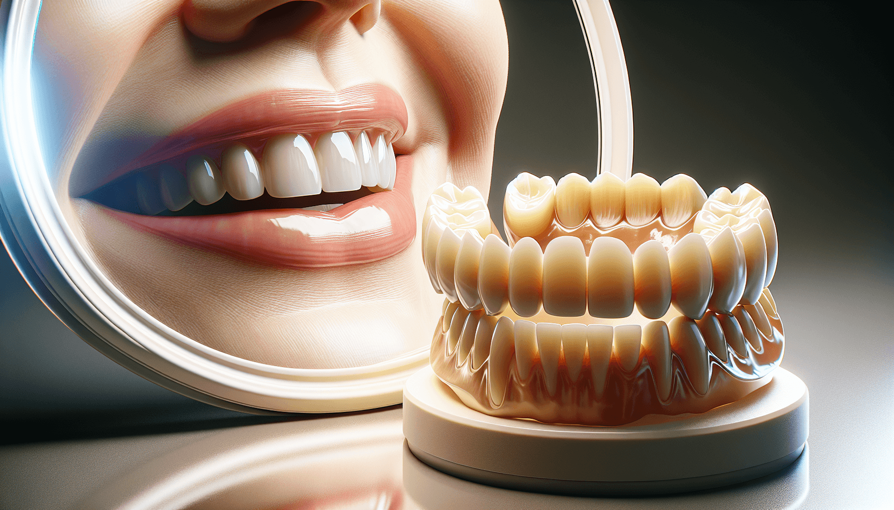 Artistic representation of natural-looking cosmetic dentures