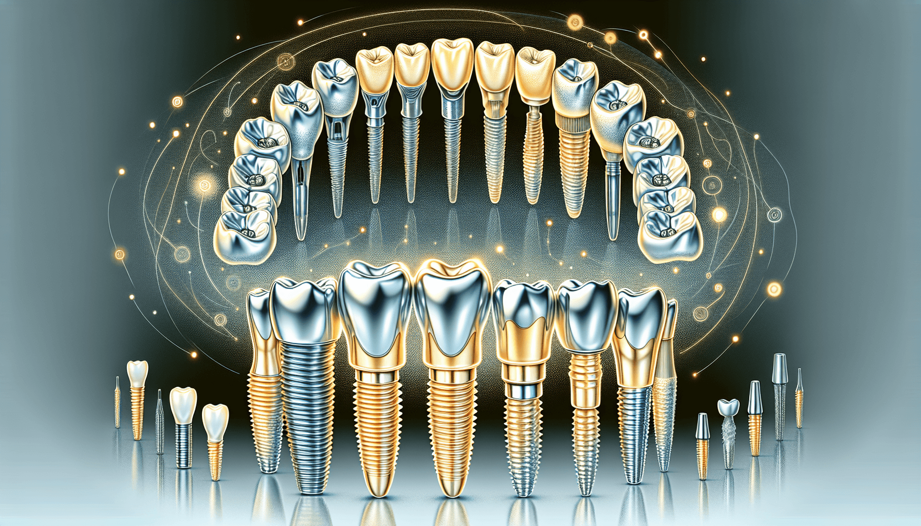 Illustration of different types of dental implants