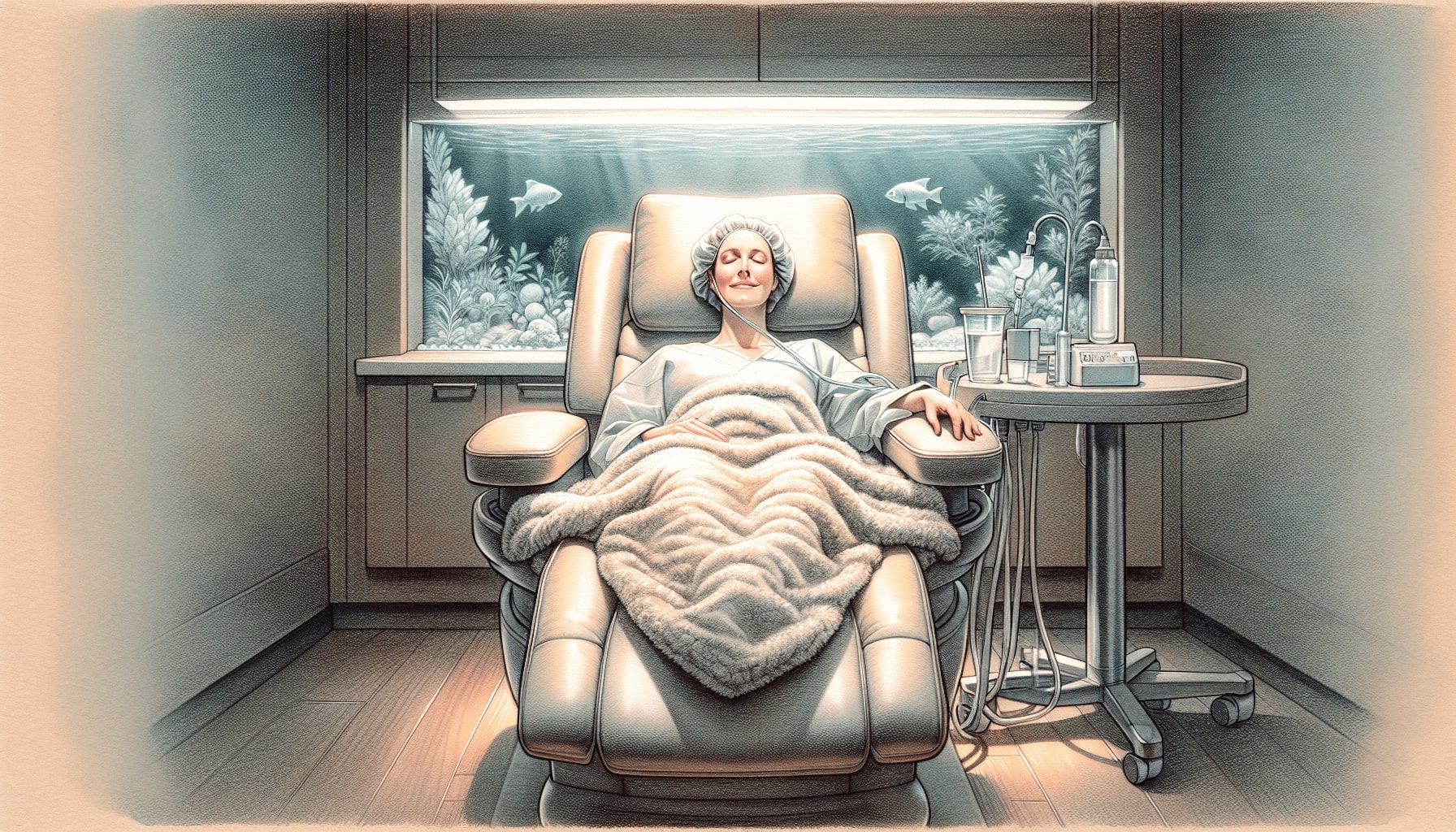 Illustration of a relaxed patient after IV sedation
